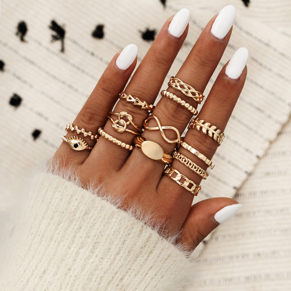 Geometric 6 Piece Ring Set