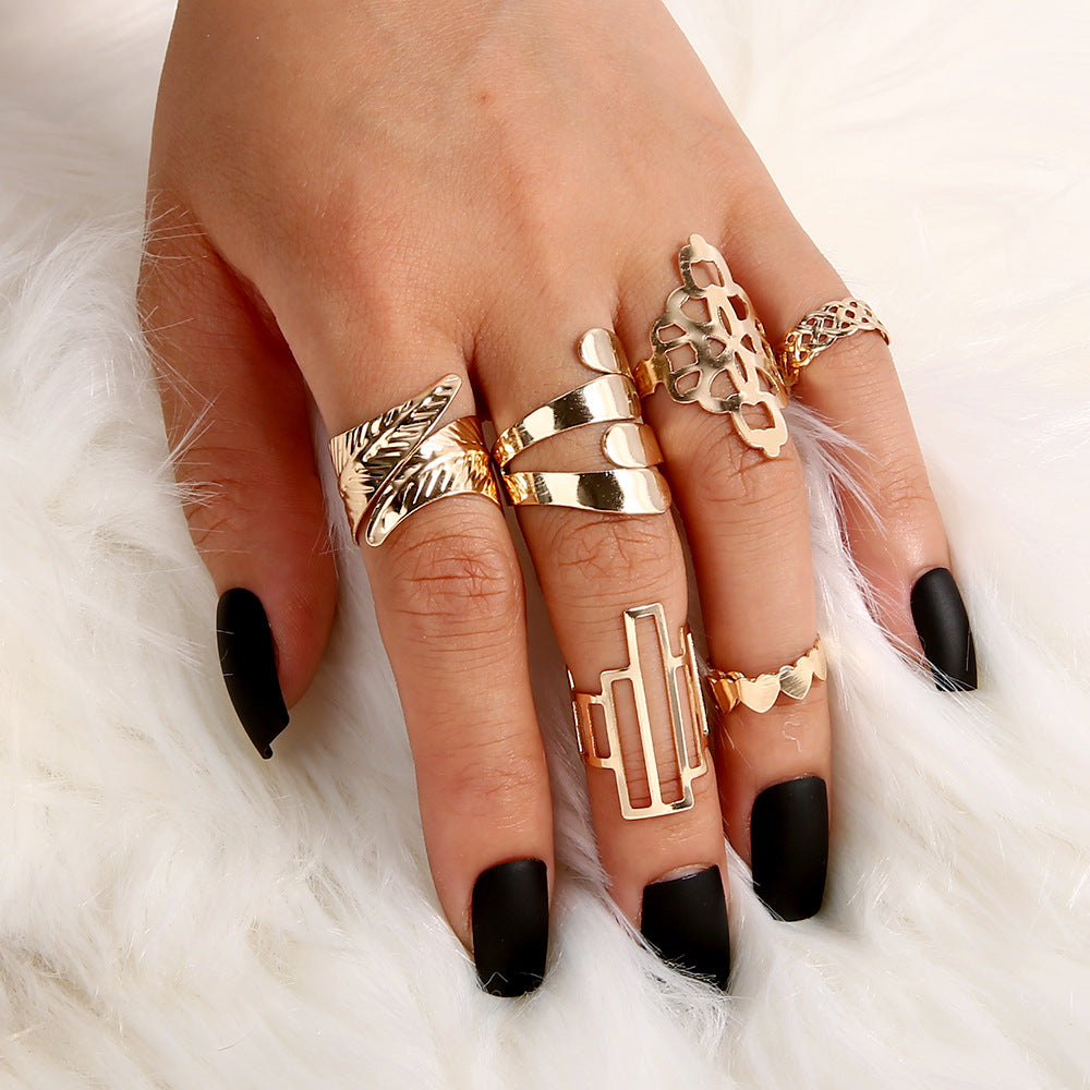 Geometric 6 Piece Ring Set