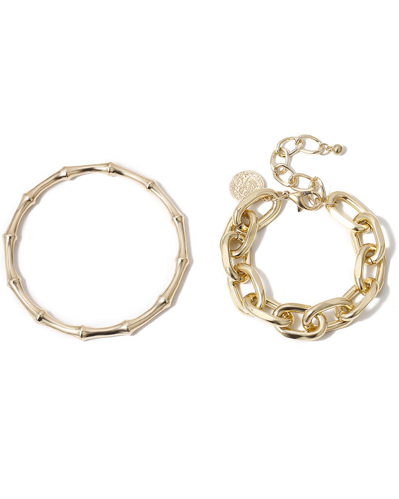 Bamboo 2pcs Chain Bracelet Set