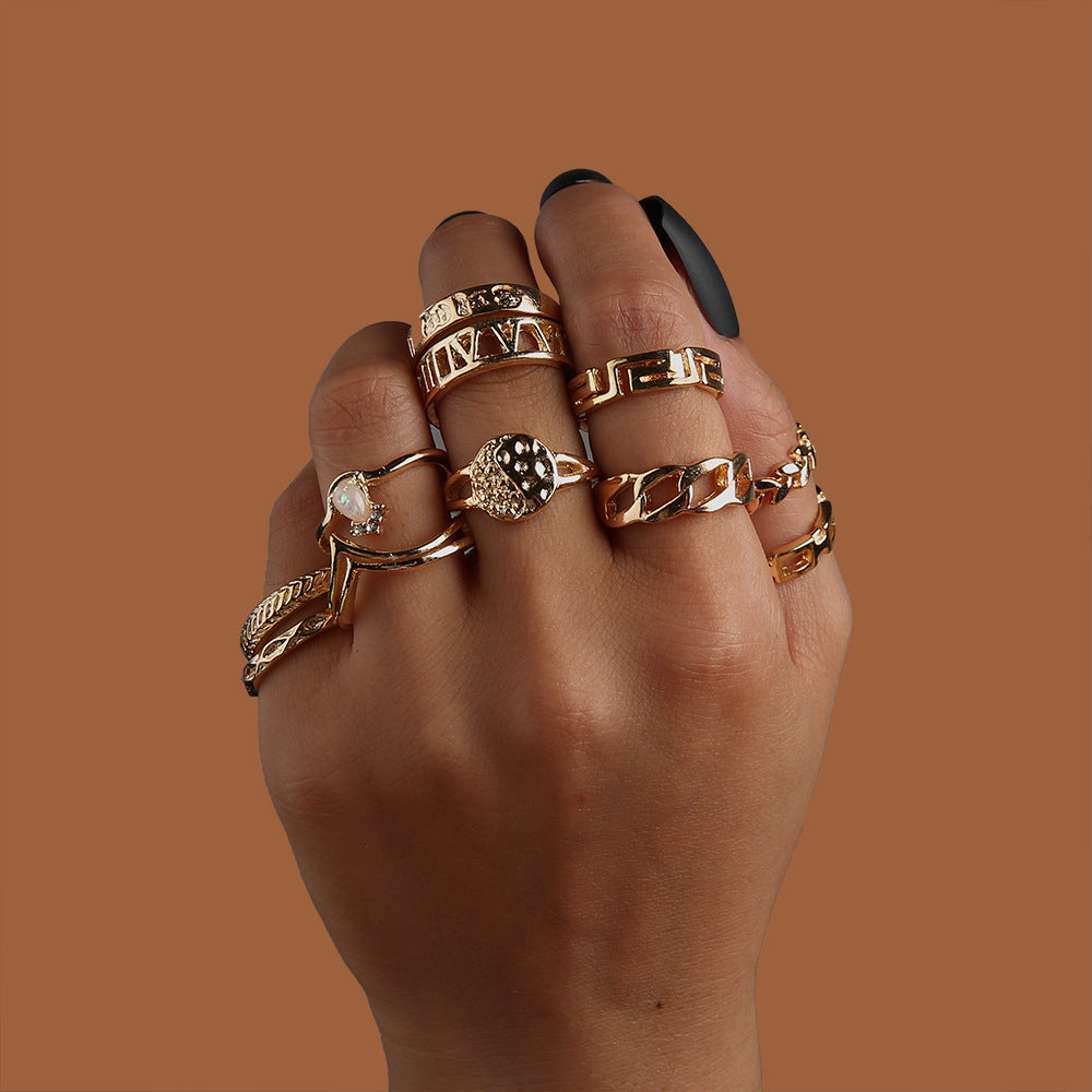 Geometric 6 Piece Ring Set