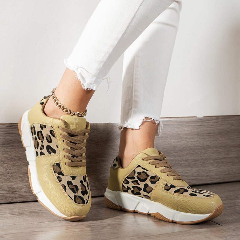 Maggie Leather Leopard Sneakers