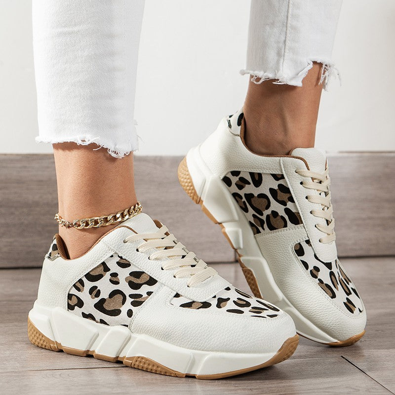 Maggie Leather Leopard Sneakers