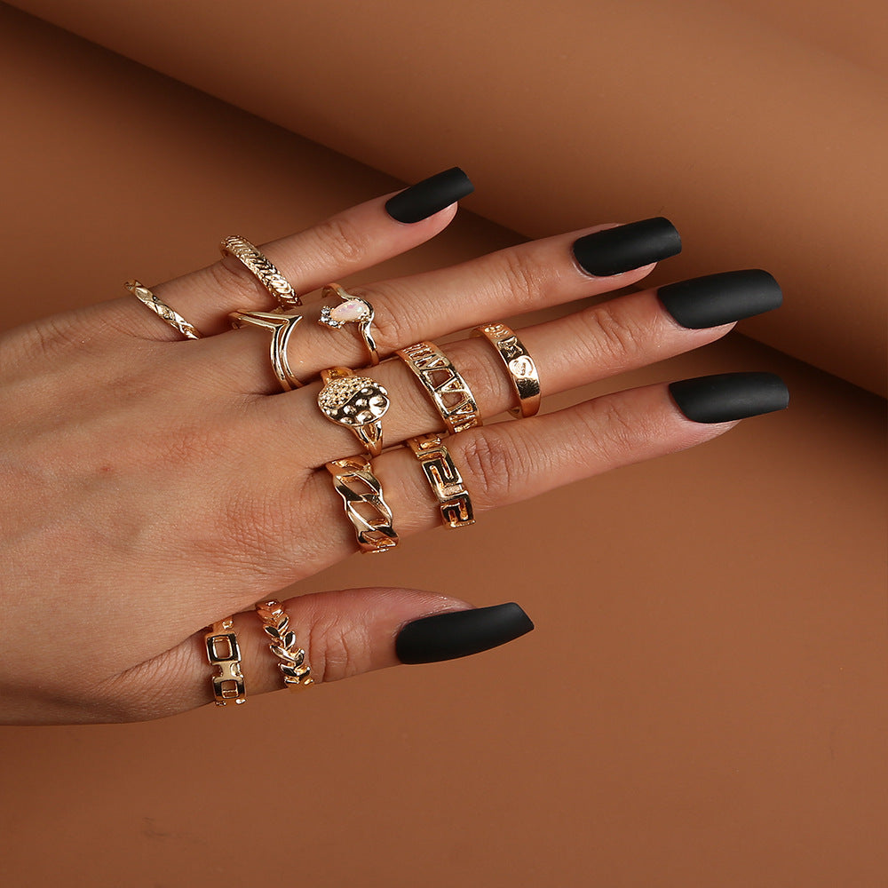 Geometric 6 Piece Ring Set