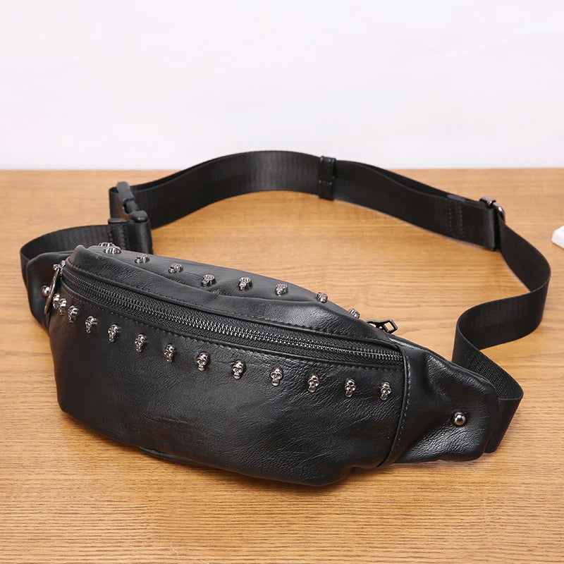 Leather Skull Fanny Pack