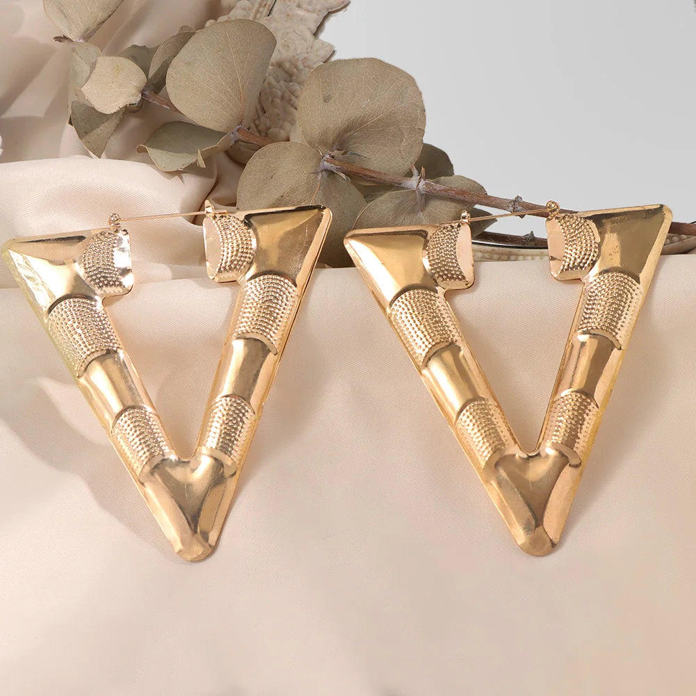 Gold Geometric Bamboo Earrings