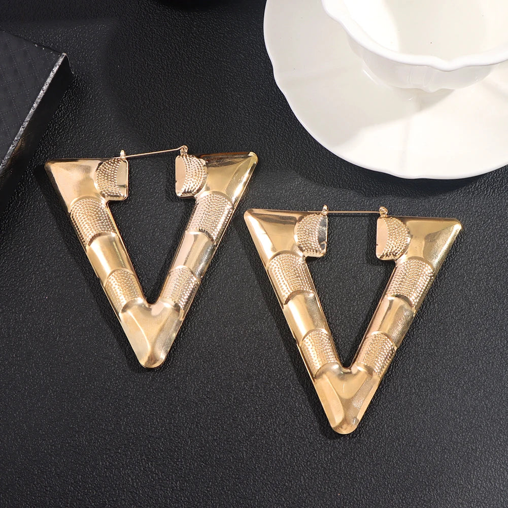 Gold Geometric Bamboo Earrings