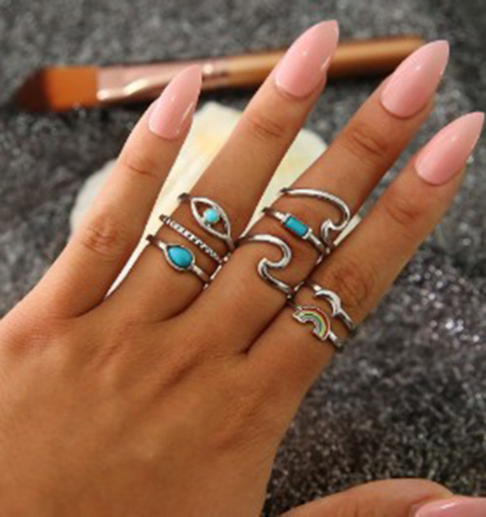 Geometric 6 Piece Ring Set