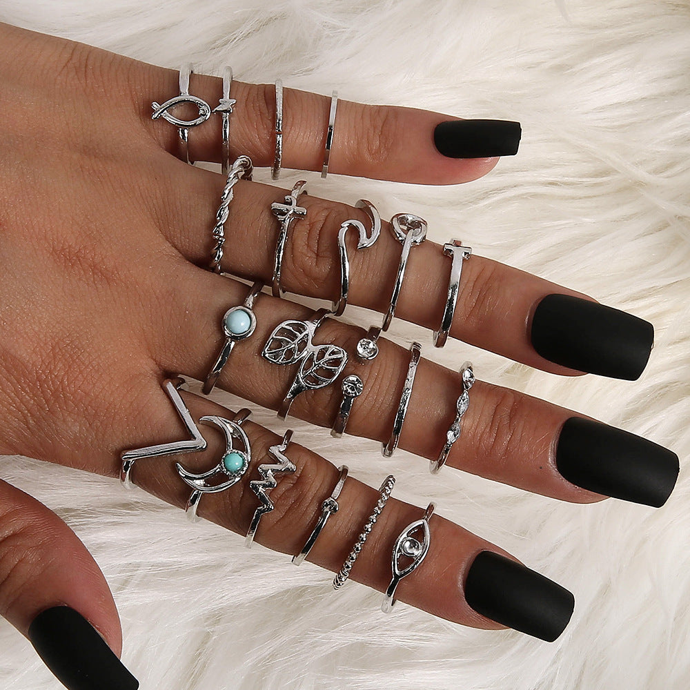 Geometric 6 Piece Ring Set