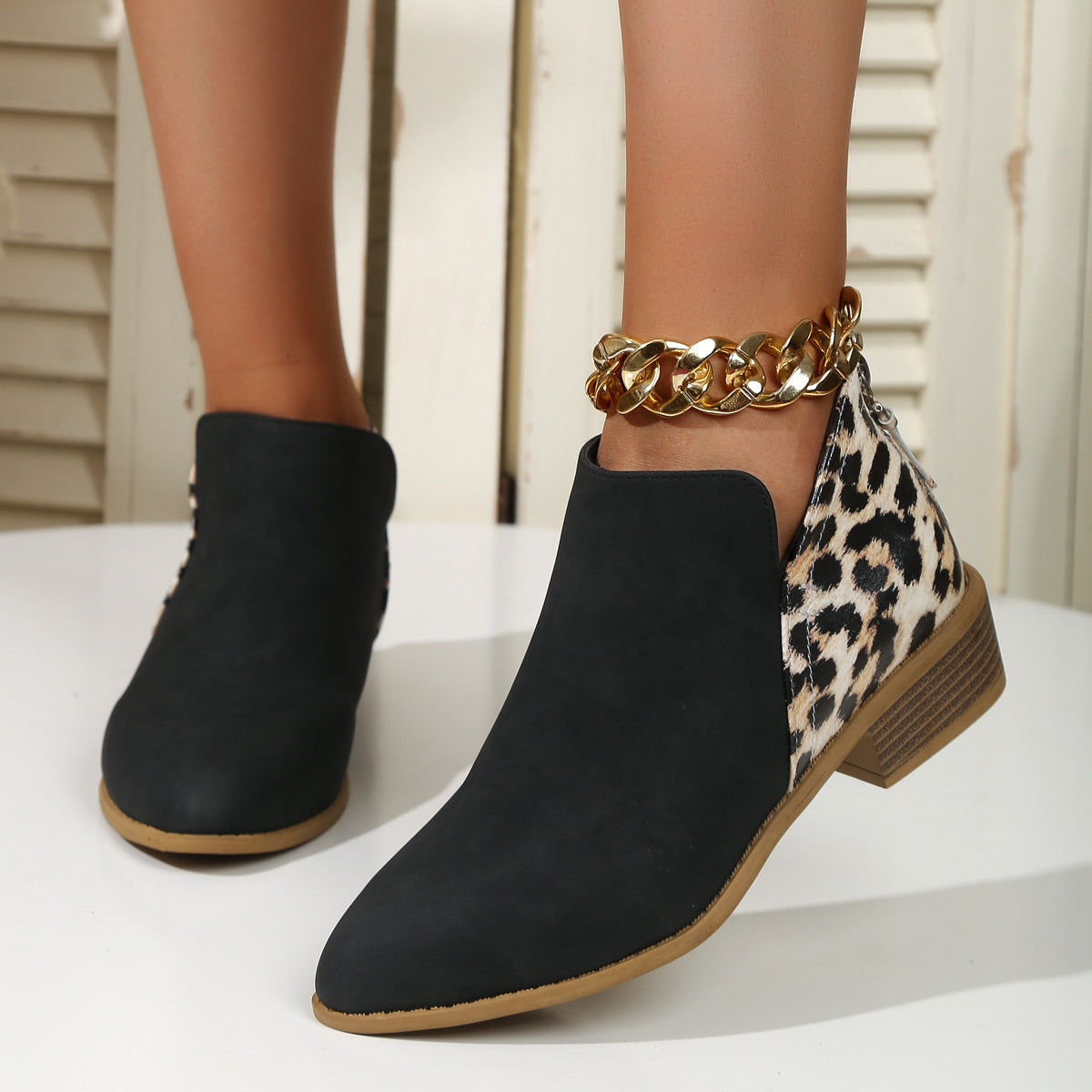 Harriett Leopard Print Ankle Boots