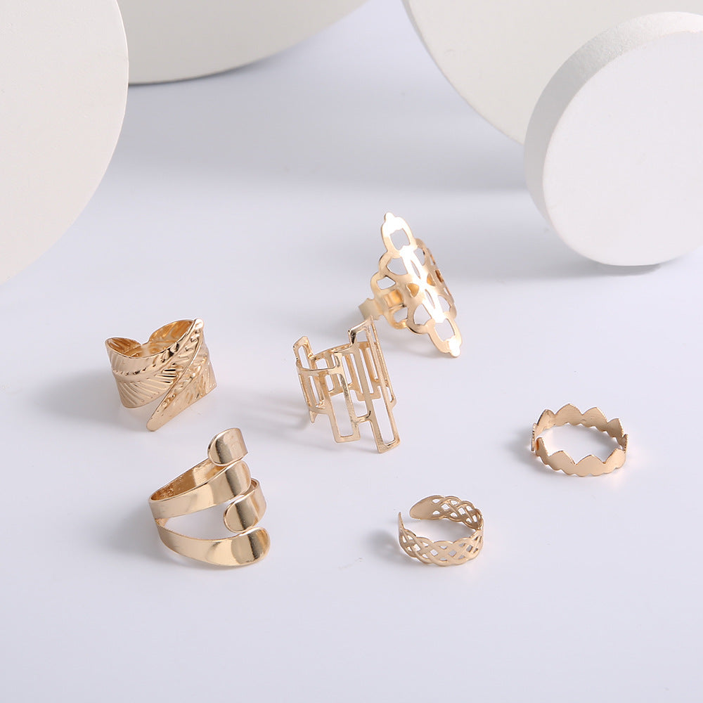 Geometric 6 Piece Ring Set