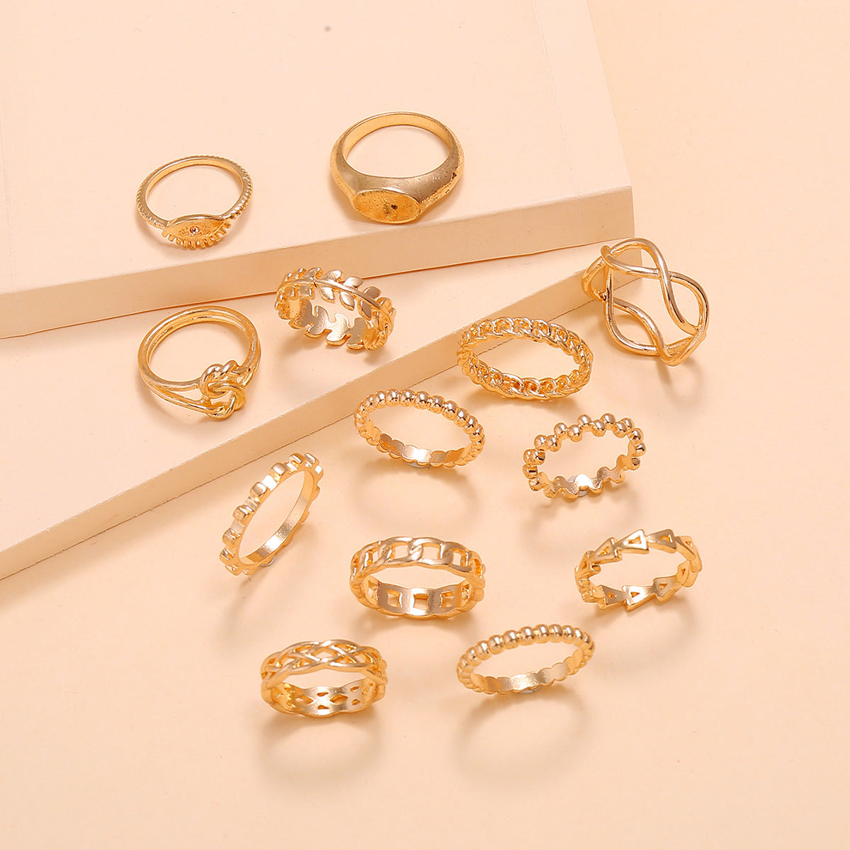 Geometric 6 Piece Ring Set