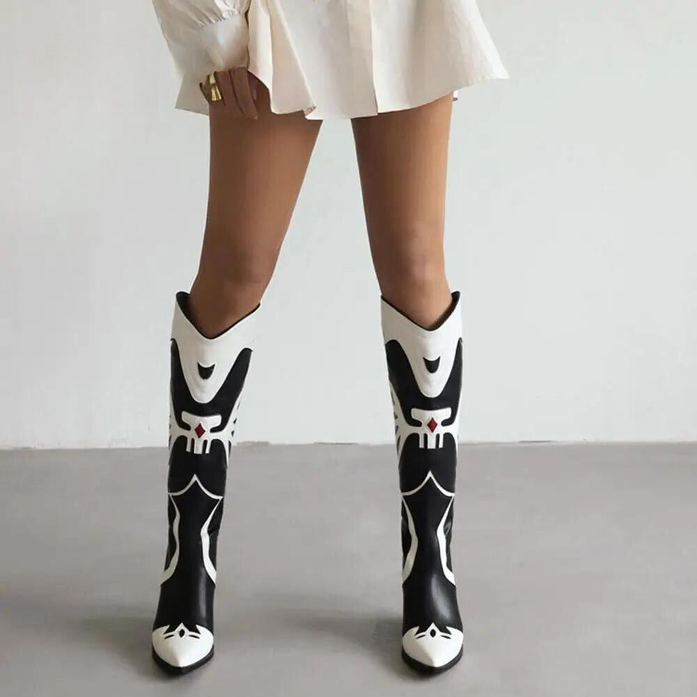 Amari Retro Knee-high Cowgirl Boots